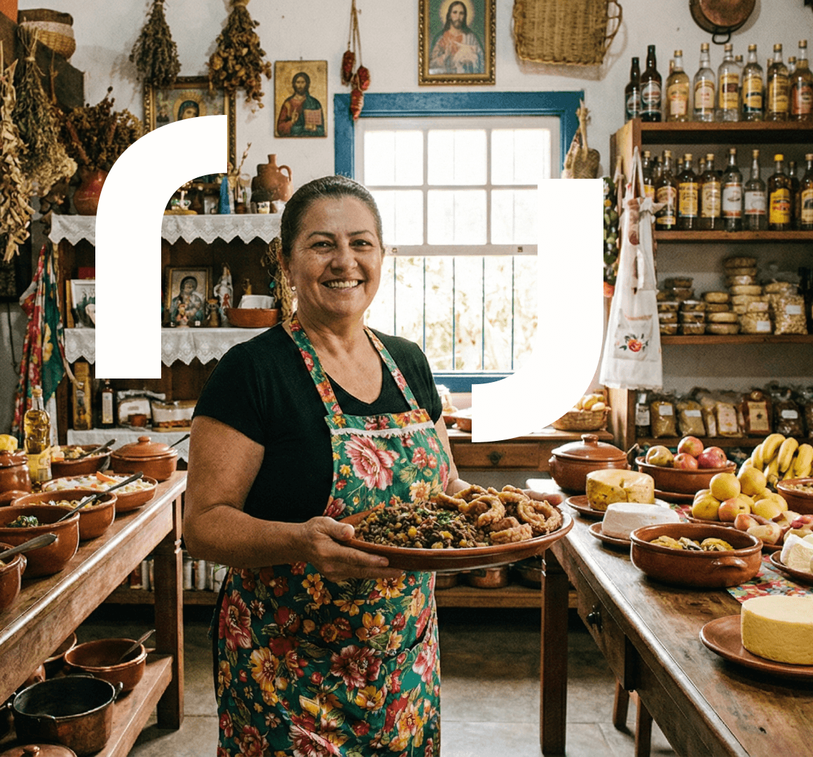 Imagem de senhora alegre na cozinha